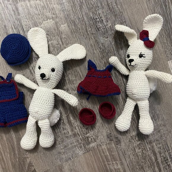 One-of-a-Kind Stuffed Amigurumi animals with clothes buy as a set or separately - Picture 2 of 7